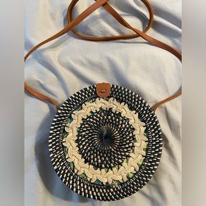 Rattan Round Crossbody Purse
